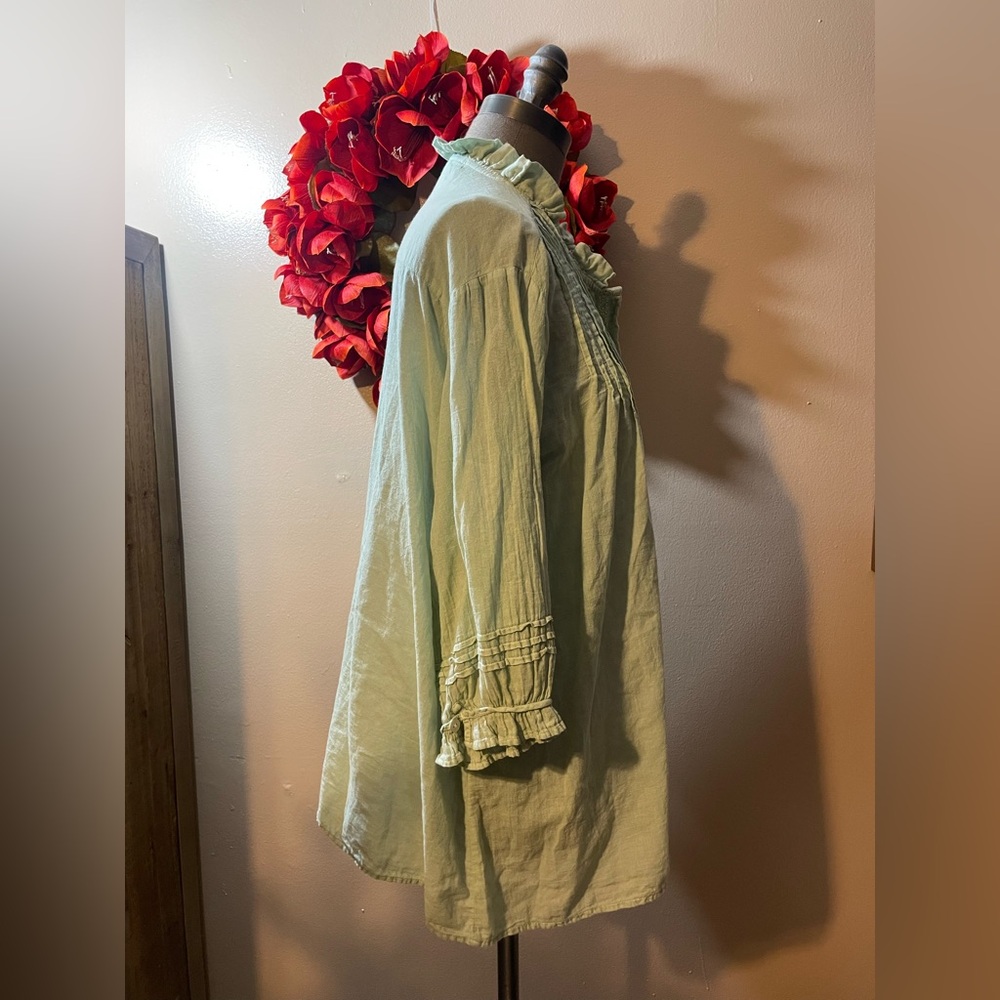 Chic Mint Button-Up Blouse - image 2